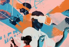 Illustration of kids wearing VR headsets