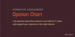 Opinion Chart: List opinions about the content in one half of a T-chart, and support your opinions in the right column