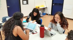 Students working on laptops at Wai'anae High School in Hawaii.