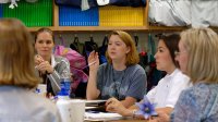 Teachers meeting in school.