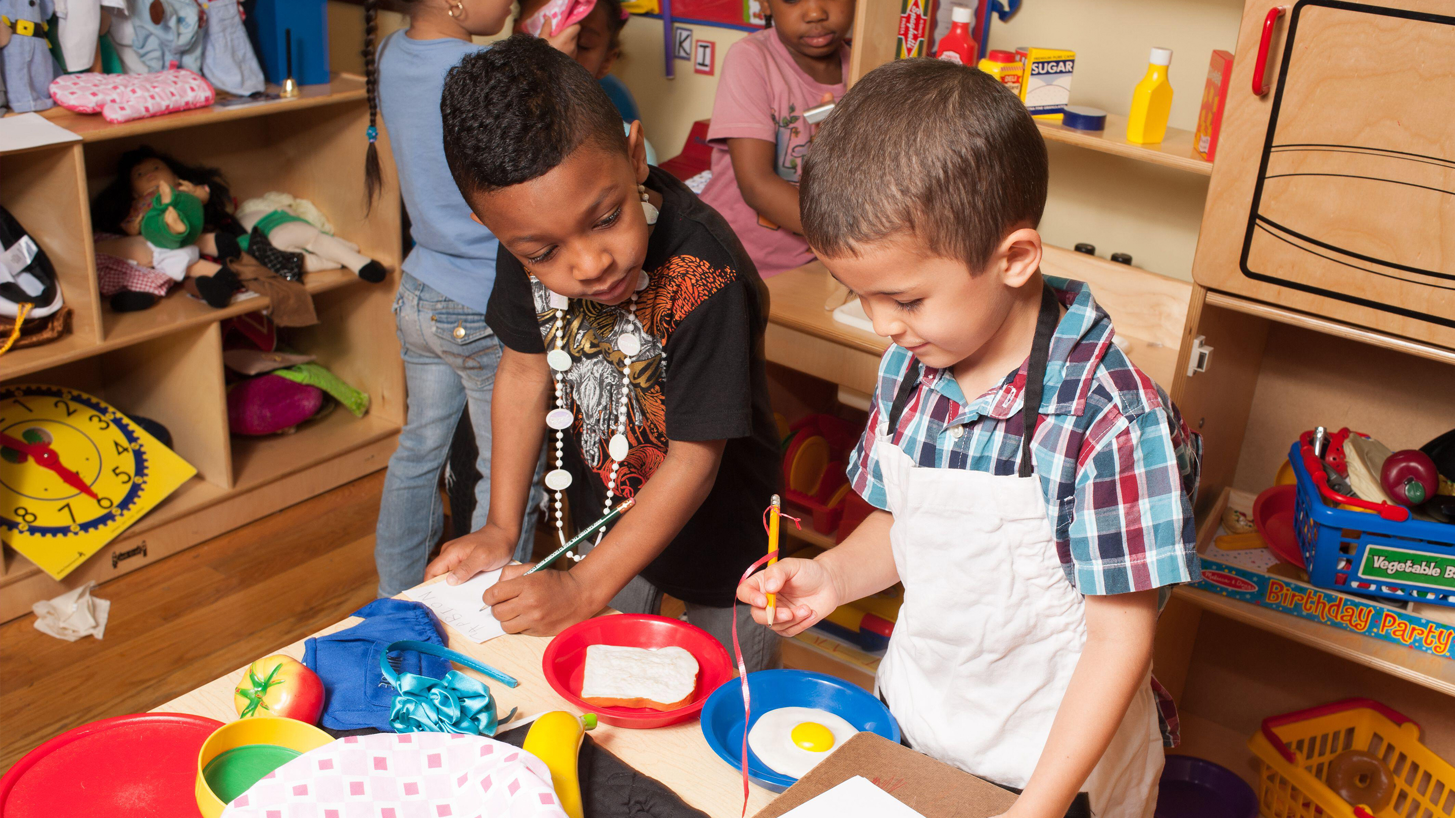 children playing together at school