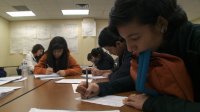 survey questions about homework Students are working on their writing.