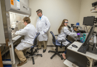 Students work in a research lab at the medical college of Wisconsin.