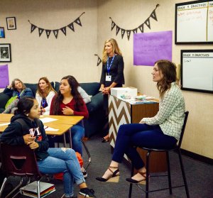 Educators at Valley View High School in California facilitate an iTime session with high school freshman to help improve teacher-student relationships and boost achievement. 