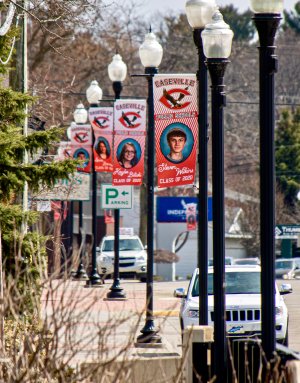 Banners line the street honoring Caseville Public School students.