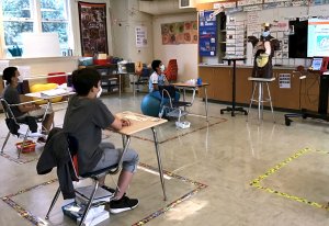 Students in a special education class at San Jose Middle School listen to a lesson.