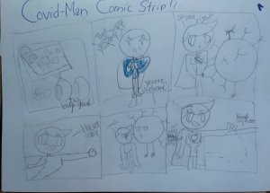 Elementary school newspaper Covidman comic