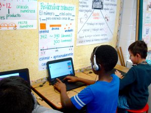 Students work at computers at Bethesda Elementary.