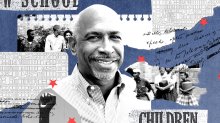 Photo illustration of Dr. Pedro Noguera in the context of education history