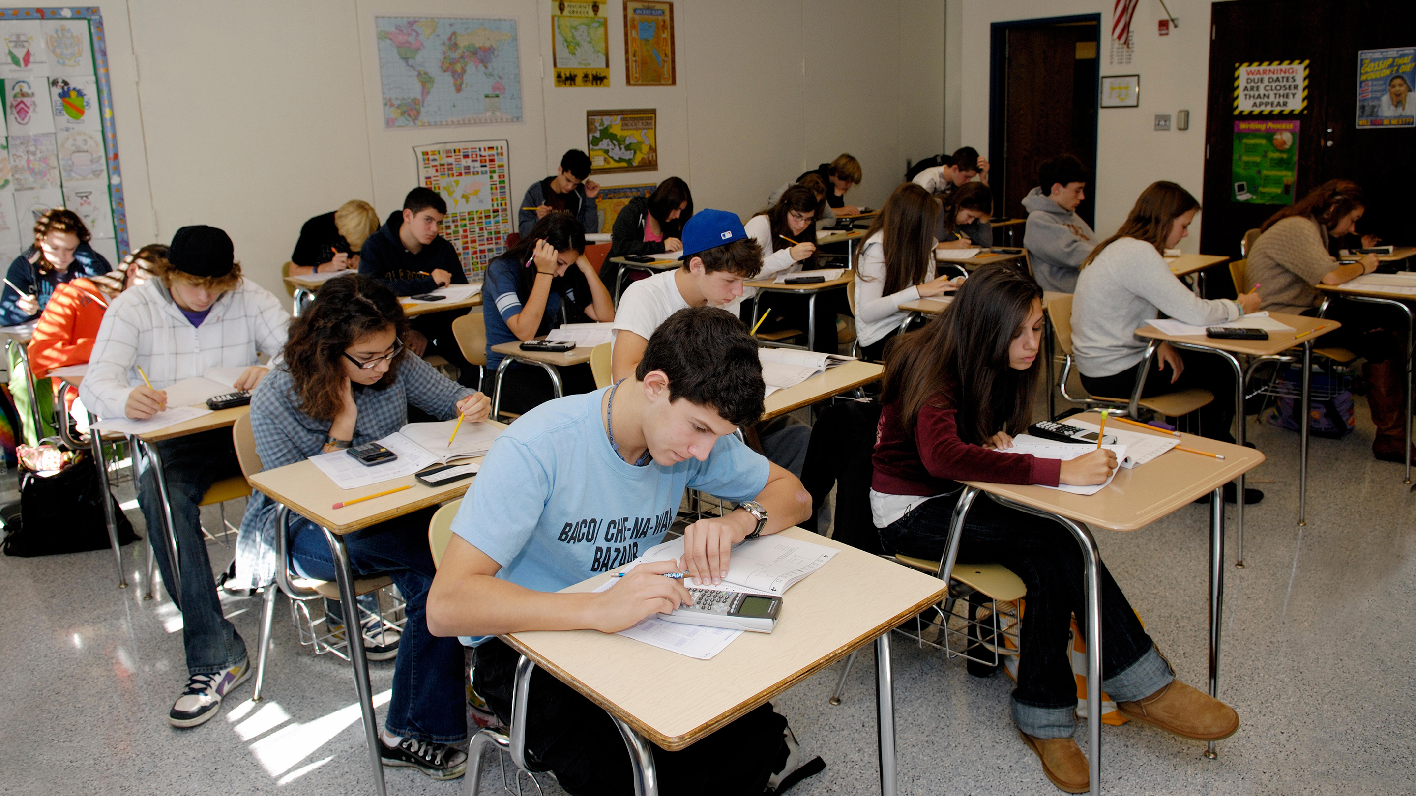 high school students taking test