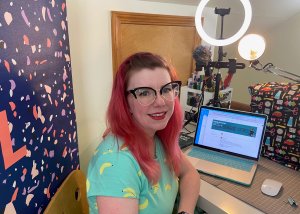 Jessica Heckman at her desk.