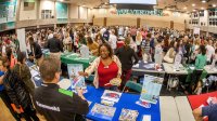 Parents and students attend a college fair