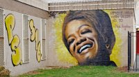 A mural of Maya Angelou at the P.S. 316 in Prospect Heights, Brooklyn, New York