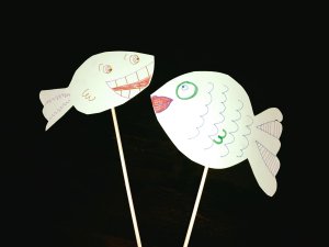 Handmade fish puppets