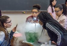 Middle school girls participate in a science investigation