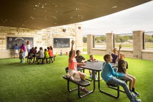 Outdoor classroom and multi-purpose space at Annie Purl Elementary in Georgetown, Texas.
