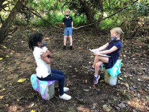 Students at St. Anne's Episcopal School attend school in their outdoor classroom