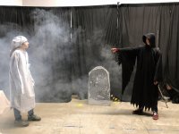 Two students acting in a school play