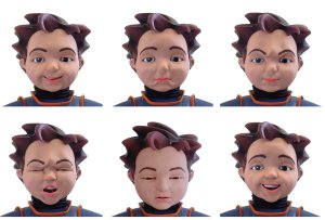 Milo the robot makes facial expressions.