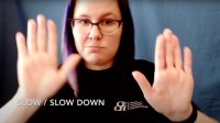Emma Kreiner demonstrating ASL