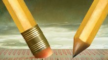 An illustration of large scale pencils approaching a standardized test
