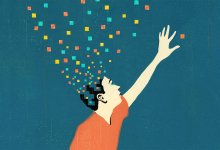 Illustration of person reaching for dots