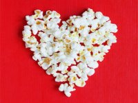 Popcorn pieces shaped into a heart