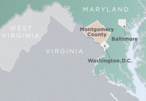 Map of Montgomery County, Maryland