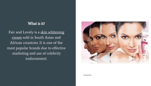 Ad for a skin-whitening cream, part of a student assignment