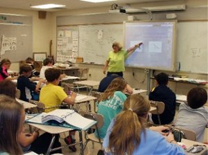 Teacher teaching students