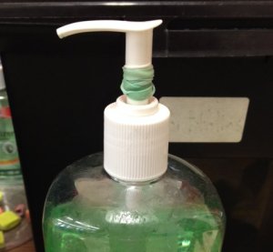 Sanitizer with rubber band control valve