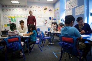 Parents helping at student tables