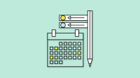 Graphic of calendar, pen, and other planning tools