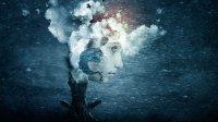 Illustration of a dark and beautiful storm behind a young person’s face