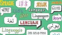 illustration of the word "language" in multiple languages