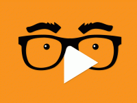 Graphic of a fake costume nose and glasses where the nose is a video play button