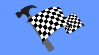 Graphic of a start flag attached to a hammer