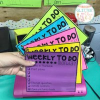 A teacher’s laminated, reusable to-do lists