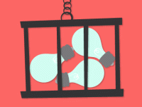 Illo of three lightbulbs in a cage