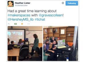 A Tweet with two classroom images