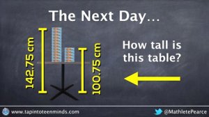 Screen grab of the next day lesson measuring a table with two different stacks of reams of paper