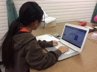 photo of a student working on a laptop