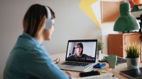 Woman on video call at home