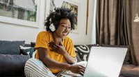 Woman on video call at home