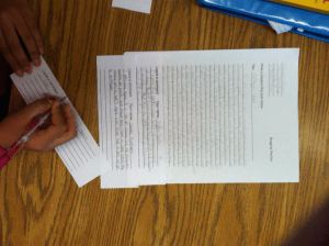 Student writing