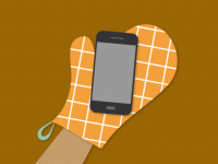 illustration of a smartphone on a hotpad