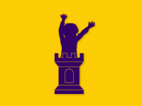 Silhouette of a boy jumping out of a chess piece