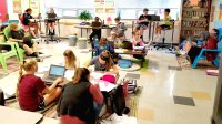 The author’s classroom, featuring an array of seating options