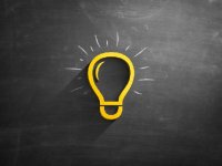 illustration of a light bulb on a blackboard