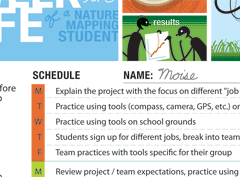 Weekly calendar of a student schedule